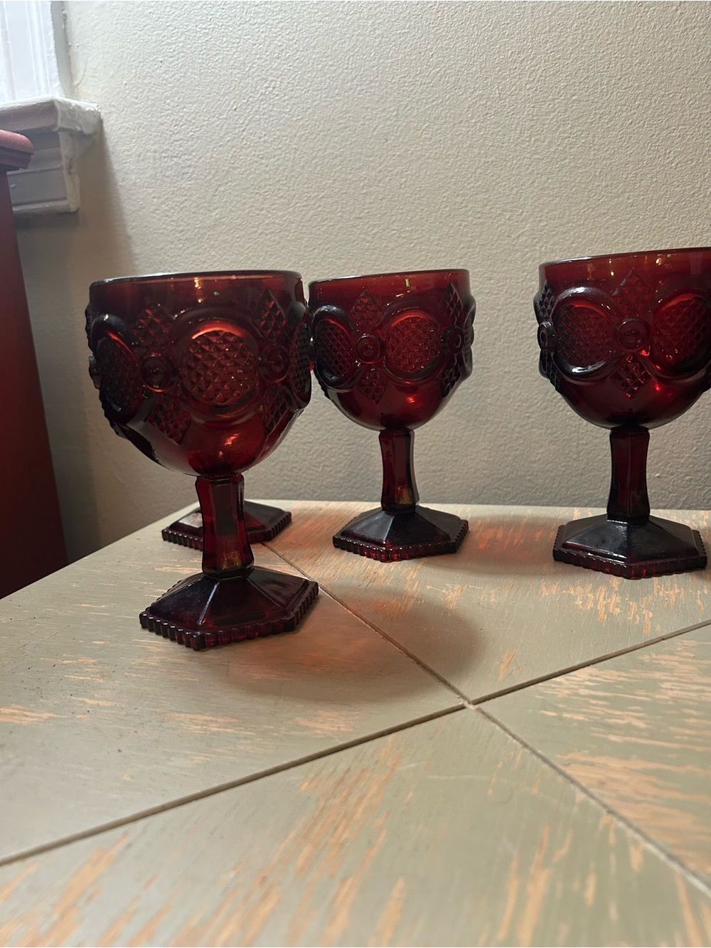 Avon 1876 Cape Cod Ruby Red Glass Goblets Set of 9